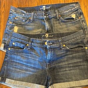 7 For All Mankind Women's Blue Denim Shorts